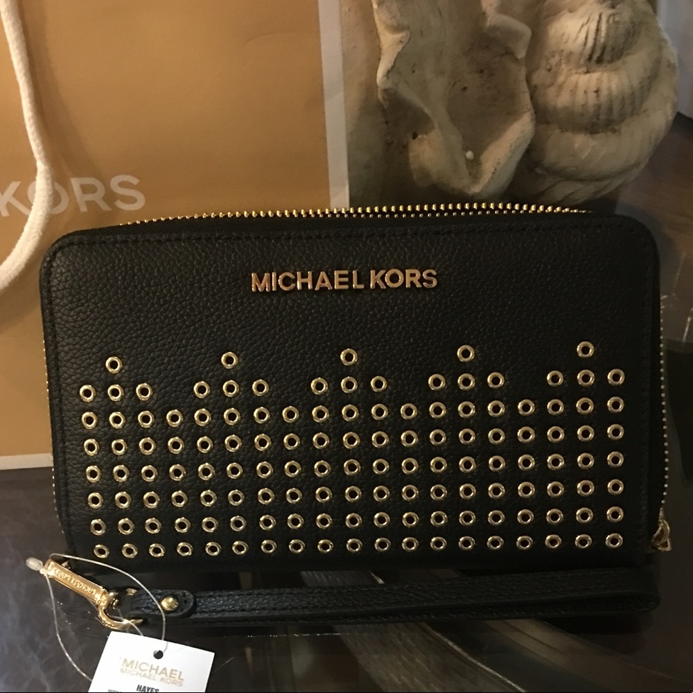 Michael Kors Hayes Black Lg Phone Case/Wallet
